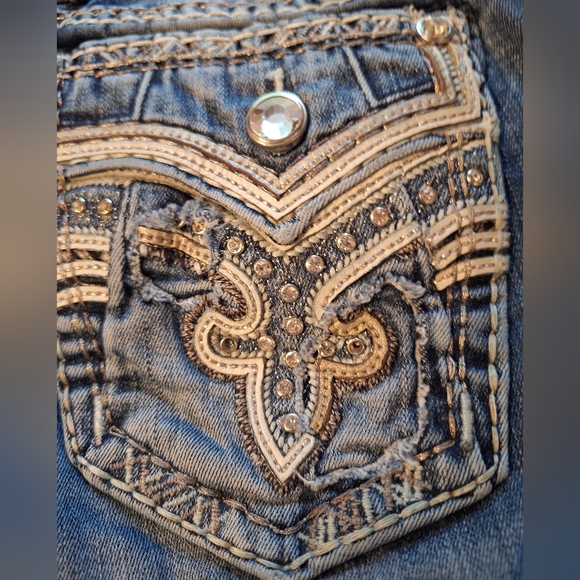 Rock Revival Kaylla Blue Boot Cut Embellished Jeans Size 2 Very Good Condition - Picture 3 of 7